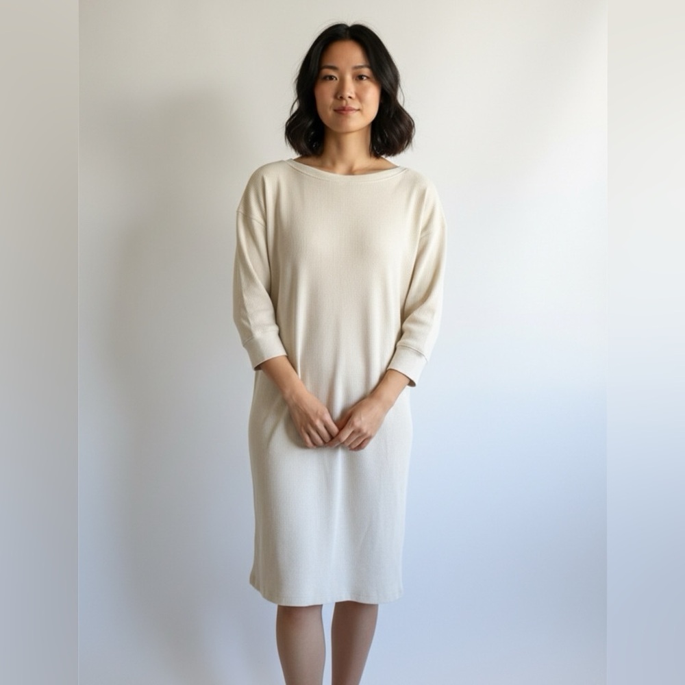 Rope Picnic Waffle Dress Women’s Size 38/M‎ Beige Long Minimalistic Capsule Wear